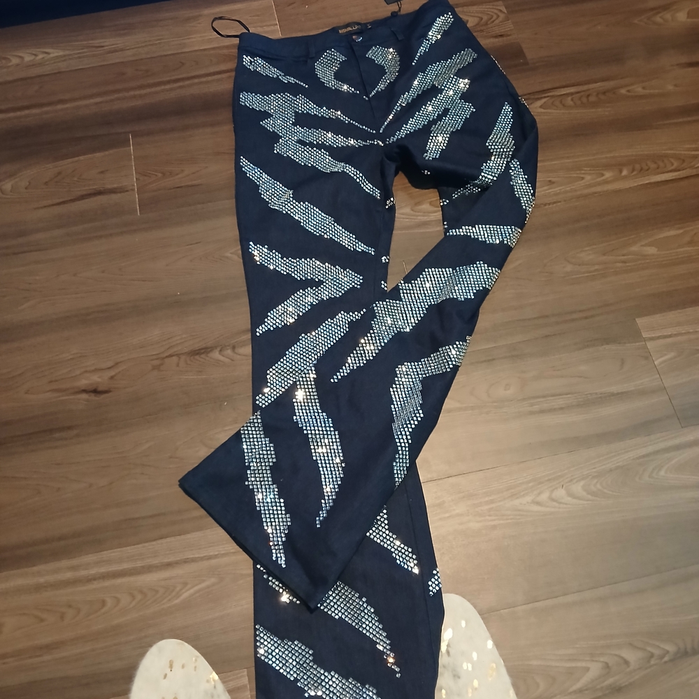 Stylish Navy Sequin Women's Pants